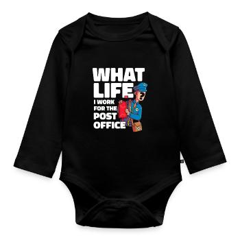 Postbote Briefträger Lustig - Baby Bio-Langarm-Body - Schwarz - Vorne