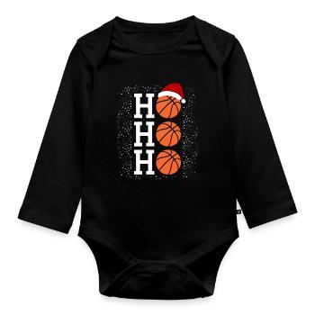 Schneeball trifft Basketball H Weihnachtszauber - Baby Bio-Langarm-Body - Schwarz - Vorne