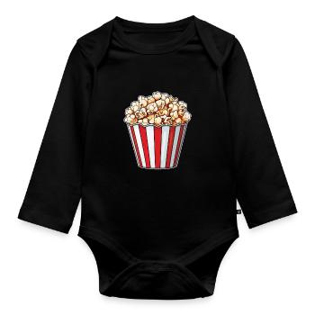 Pop-corn - Body Bébé bio manches longues - noir - Devant