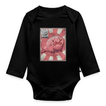 Kawaii Blobfish Affiche Japonaise - Body Bébé bio manches longues - noir - Devant