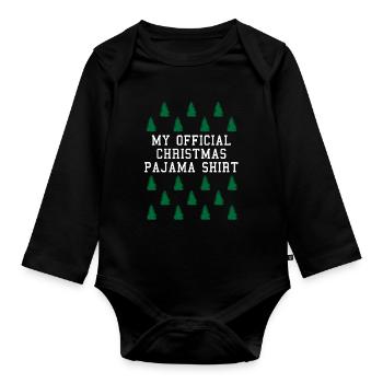 Chemise de pyjama officielle de la forêt de Noël - Body Bébé bio manches longues - noir - Devant
