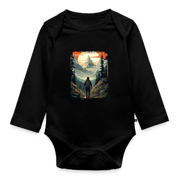 Forest Nature Trekking Adventure - Organic Longsleeve Baby Bodysuit - black - Front