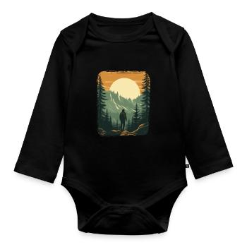 Forest Nature Trekking Adventure - Organic Longsleeve Baby Bodysuit - black - Front
