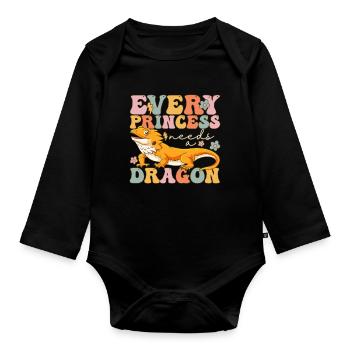 Groovy Barbu Dragon Fille - Body Bébé bio manches longues - noir - Devant