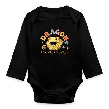 Groovy Bearded Dragon Mom Lizard Lover - Organic Longsleeve Baby Bodysuit - black - Front