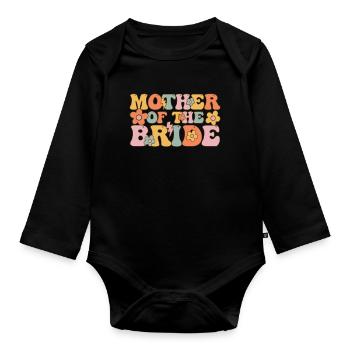 Groovy Bridal Shower Bachelorette - Organic Longsleeve Baby Bodysuit - black - Front