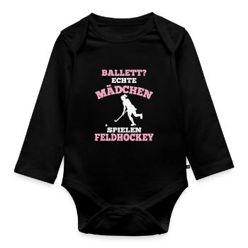 Feldhockey Feldhockeyspielerin Mannschaft Sport Co - Baby Bio-Langarm-Body - Schwarz - Vorne
