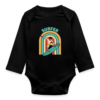 Surfer Surfen Cool Retro Surfer Vintage Surf - Organic Longsleeve Baby Bodysuit - black - Front