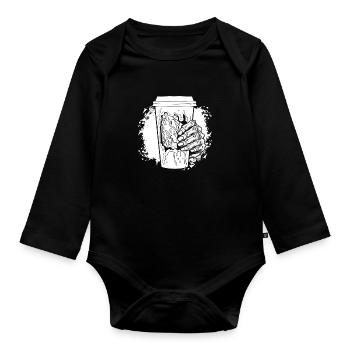 Coffee Cafe Halloween Zombie Hand - Organic Longsleeve Baby Bodysuit - black - Front