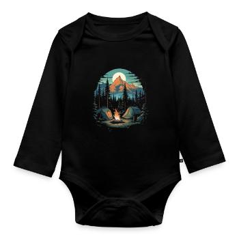Wald-Natur-Trekking-Abenteuer - Baby Bio-Langarm-Body - Schwarz - Vorne