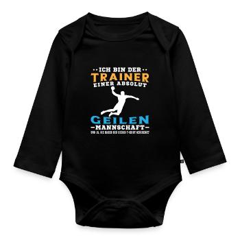Mannschaft Handballspieler Beachhandball Ballsport - Baby Bio-Langarm-Body - Schwarz - Vorne