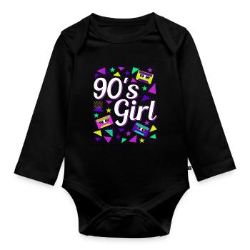 Retro 90's Girl Power Style Pop Culture - Organic Longsleeve Baby Bodysuit - black - Front