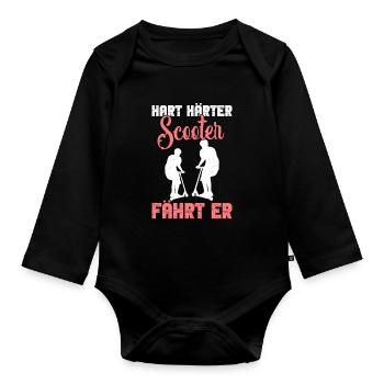 Stuntscooterliebhaber Tretroller Stuntroller - Baby Bio-Langarm-Body - Schwarz - Vorne