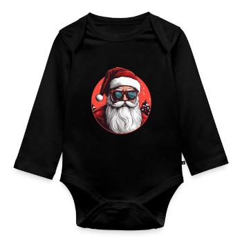 Frohe Weihnachten - Baby Bio-Langarm-Body - Schwarz - Vorne