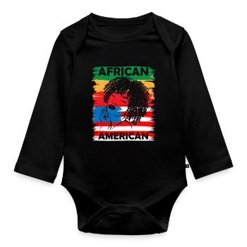 Pride & Power – African American - Organic Longsleeve Baby Bodysuit - black - Front