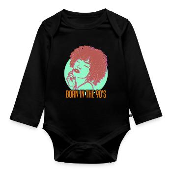 90er Geburtsjahr Ikone Stilbewusst Cool - Baby Bio-Langarm-Body - Schwarz - Vorne