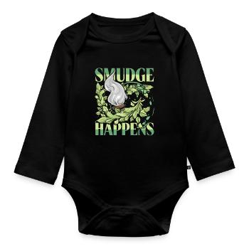 Smudging Ausräuchern Smudge Happens - Baby Bio-Langarm-Body - Schwarz - Vorne