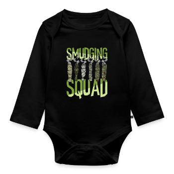 Smudging Wohnung Ausräuchern Smudging Squad - Baby Bio-Langarm-Body - Schwarz - Vorne