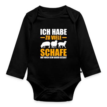 Schaf Schäfer Schäferei Bauer Landwirt Bauernhof S - Baby Bio-Langarm-Body - Schwarz - Vorne