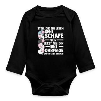 Schaf Schäfer Schäferei Bauer Landwirt Bauernhof S - Baby Bio-Langarm-Body - Schwarz - Vorne