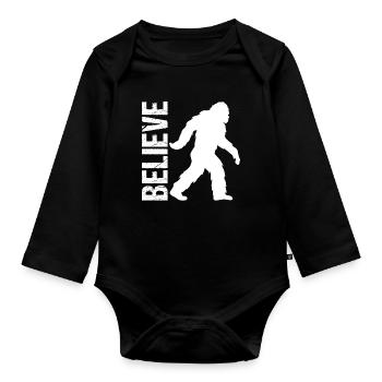 Believe Bigfoot Existence Mystery Gift - Organic Longsleeve Baby Bodysuit - black - Front