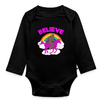 Believe in Magic Unicorn Bigfoot Mix - Organic Longsleeve Baby Bodysuit - black - Front