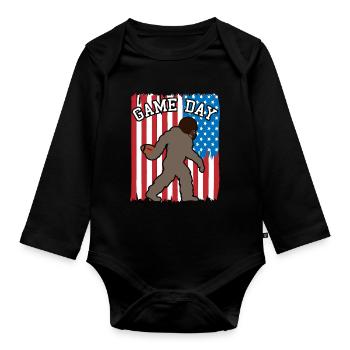Bigfoot Patriot USA Flagge Hingucker - Baby Bio-Langarm-Body - Schwarz - Vorne
