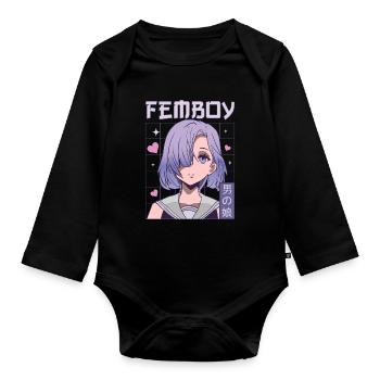 Femboy Crossdressing Crossdresser MTF Anime - Baby Bio-Langarm-Body - Schwarz - Vorne