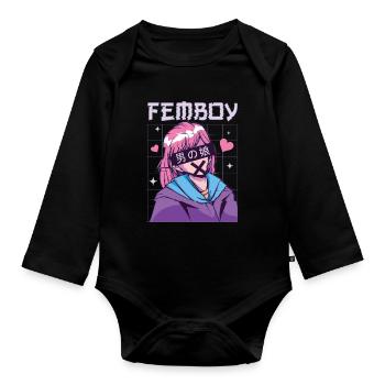 Femboy Crossdressing Crossdresser MTF Anime - Baby Bio-Langarm-Body - Schwarz - Vorne