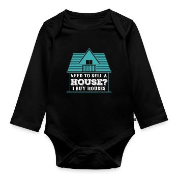 Avez-vous besoin d’une maison à vendre que j’achète - Body Bébé bio manches longues - noir - Devant