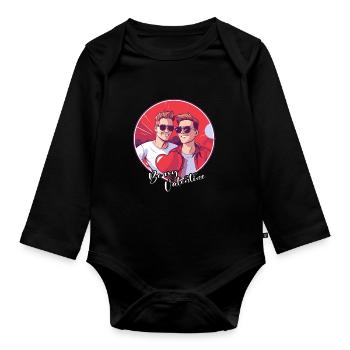 LGBT Gay Valentine's Day Idea for Gays - Organic Longsleeve Baby Bodysuit - black - Front
