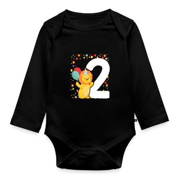 2nd Birthday Children's Birthday Kindergarten Tierfa - Organic Longsleeve Baby Bodysuit - black - Front
