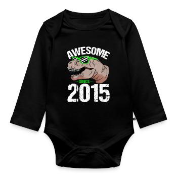 T-Rex Cool Seit 2015 Unvergesslich - Baby Bio-Langarm-Body - Schwarz - Vorne