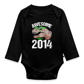 T-Rex Power Seit 2014 Geburtstagsstar - Baby Bio-Langarm-Body - Schwarz - Vorne