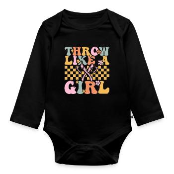 Groovy Axtwerfendes Mädchen - Baby Bio-Langarm-Body - Schwarz - Vorne