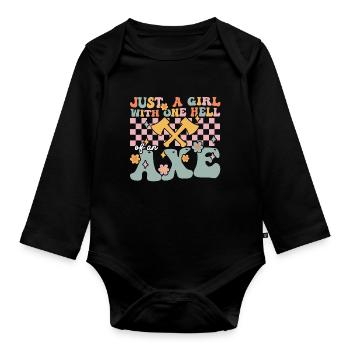 Groovy Axtwerfendes Mädchen - Baby Bio-Langarm-Body - Schwarz - Vorne