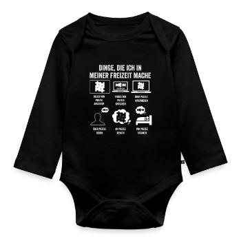 Puzzlefan Puzzler Puzzleteile Puzzle - Baby Bio-Langarm-Body - Schwarz - Vorne