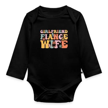 Groovy Bridal Shower Engagement Party - Organic Longsleeve Baby Bodysuit - black - Front