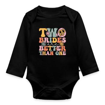 Groovy Bridal Shower Lesbian - Organic Longsleeve Baby Bodysuit - black - Front