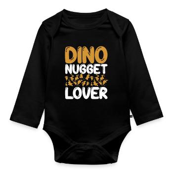 Dino nugget lover - Organic Longsleeve Baby Bodysuit - black - Front