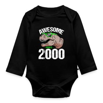 T-Rex Party Star Look Retro Look Cadeau - Body Bébé bio manches longues - noir - Devant