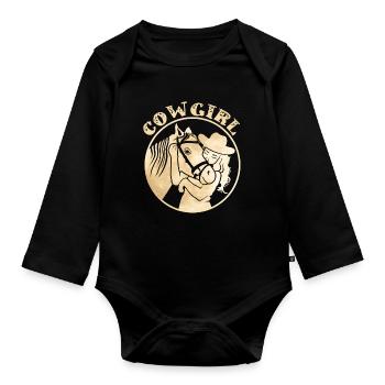 Moment de coeur de fille avec cheval - Body Bébé bio manches longues - noir - Devant