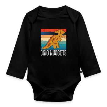Dino Nuggets Vintage - Organic Longsleeve Baby Bodysuit - black - Front