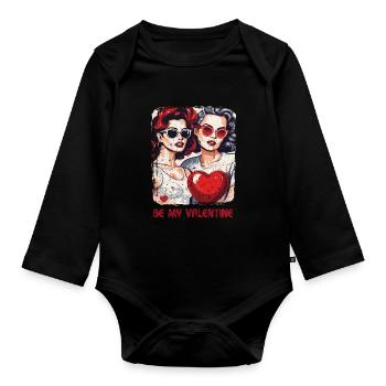 Valentinstag-Outfit für Sie und Sie in Liebe - Baby Bio-Langarm-Body - Schwarz - Vorne