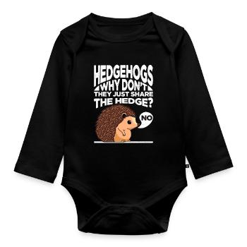 T-shirt hérisson mignon - Body Bébé bio manches longues - noir - Devant