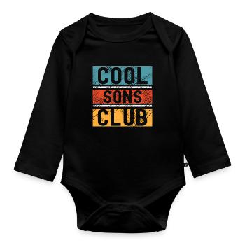 Cool Sons Club Groovy Retro Dad Mom Father's Day - Organic Longsleeve Baby Bodysuit - black - Front