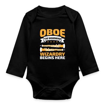 Oboe Player Oboe Basoonist Marching Band Instrumen - Organic Longsleeve Baby Bodysuit - black - Front