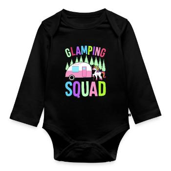 Glamping Team Glamper - Baby Bio-Langarm-Body - Schwarz - Vorne