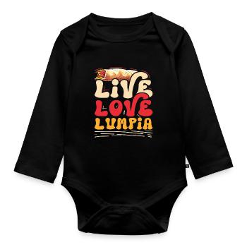 Live Love Lumpia - Baby Bio-Langarm-Body - Schwarz - Vorne