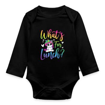 Mittagsfrau Cafeteria-Crew - Baby Bio-Langarm-Body - Schwarz - Vorne